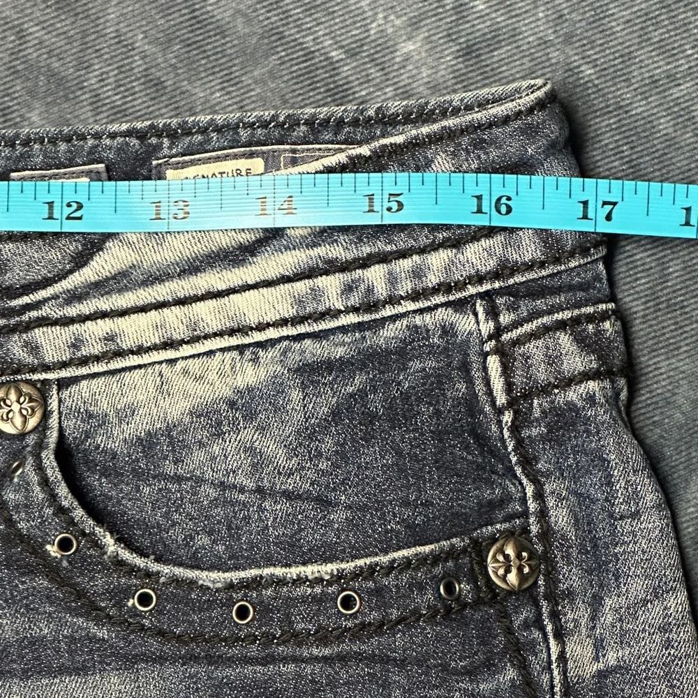 Miss Me Women's Blue Jean Denim Shorts with Black Lace and Bling 30 - Picture 12 of 15